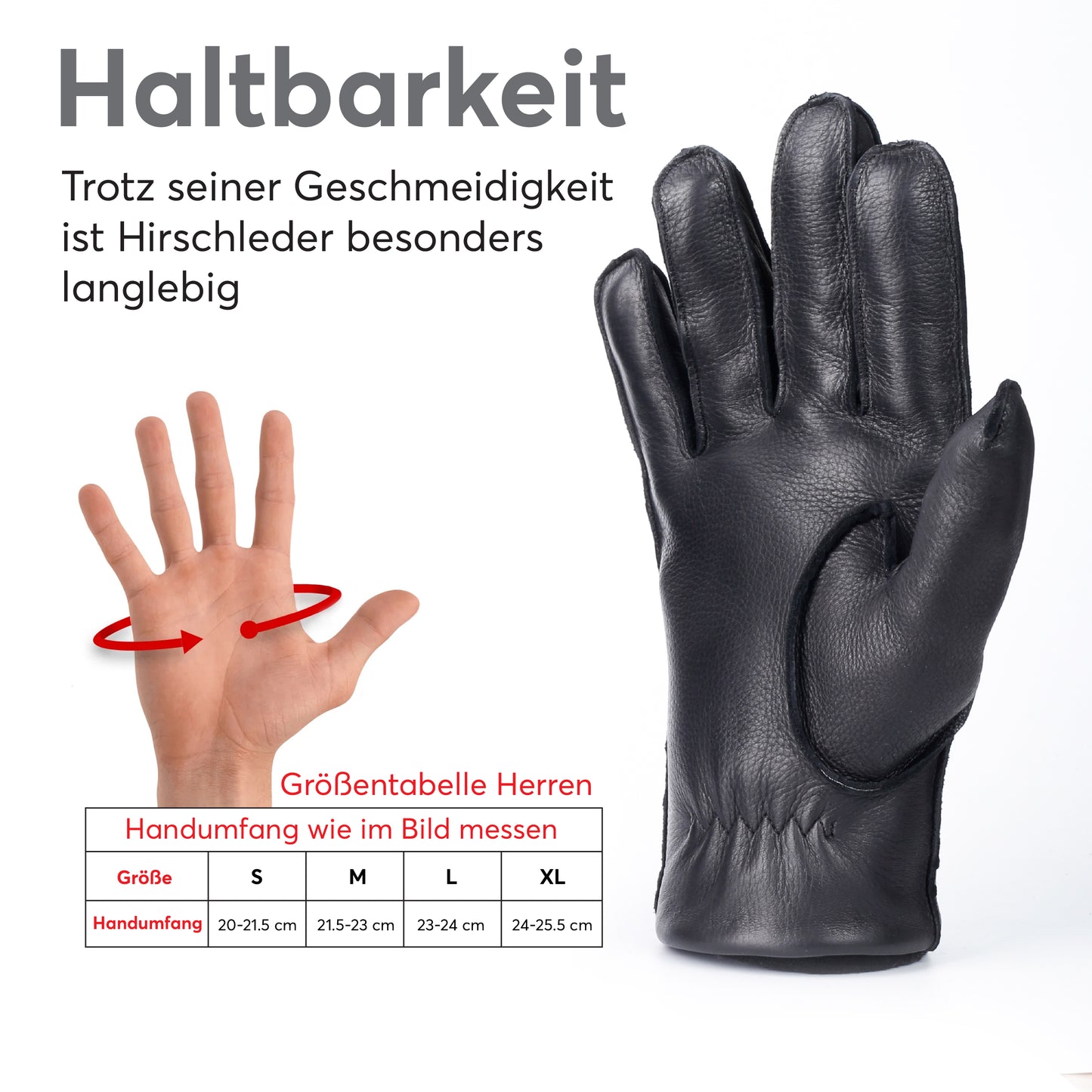 Handschuhe aus Hirschleder für Herren - gefüttert mit feinstem Kaschmir