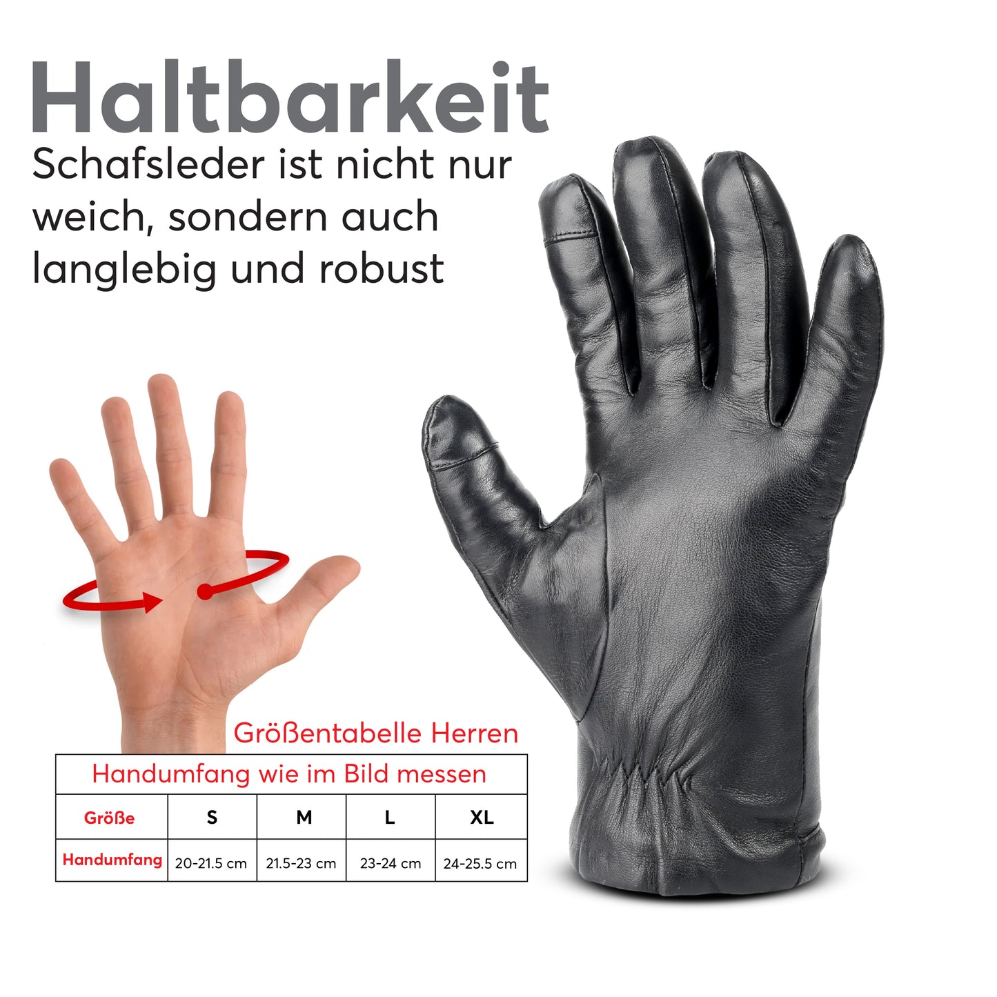 Herren Lederhandschuhe mit Innenfutter aus Kaschmir