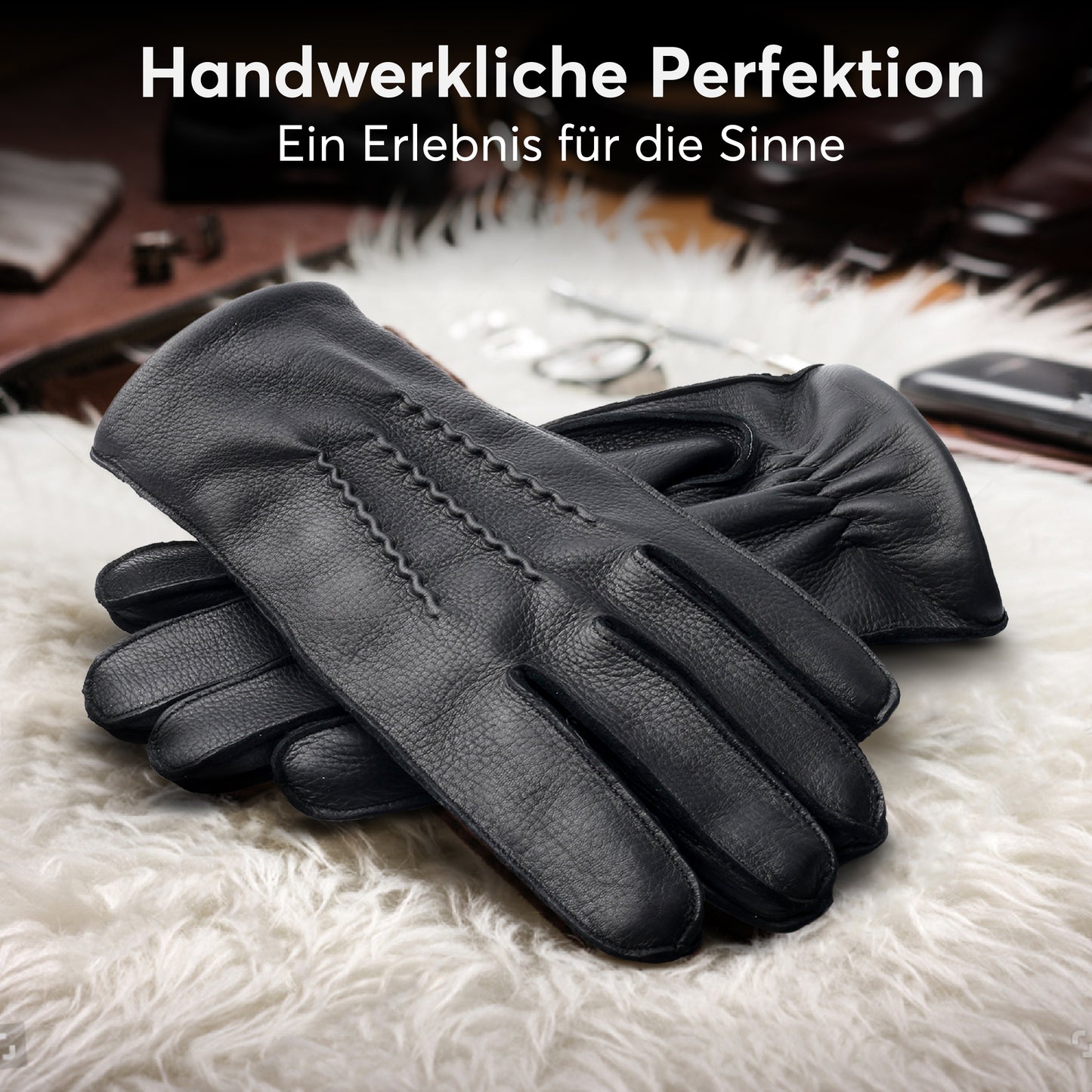 Handschuhe aus Hirschleder für Herren - gefüttert mit feinstem Kaschmir