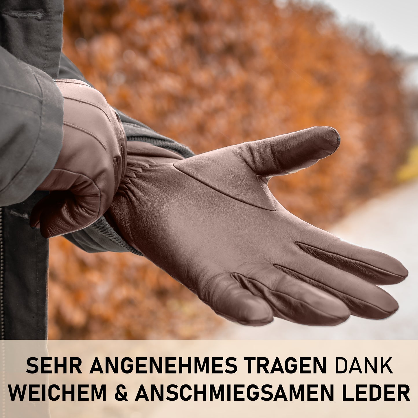 Herren Lederhandschuhe mit Innenfutter aus Kaschmir